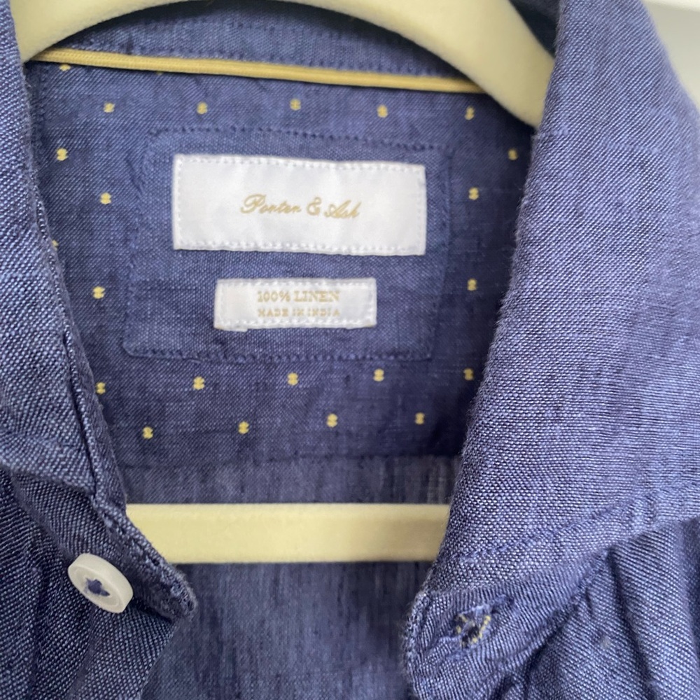 Porter & Ash 100% Linen Button Down Size Small Color Blue - Picture 2 of 7